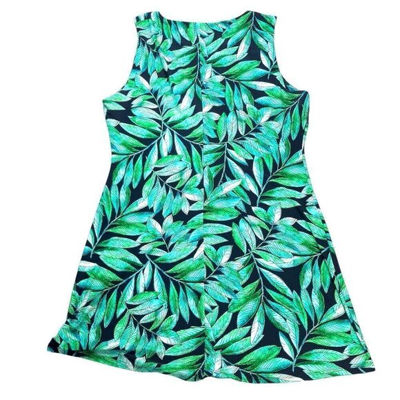 Tommy Hilfiger Green Scoop Neck Tropical Leaf Print Summer Dress, 8 - Picture 6 of 9